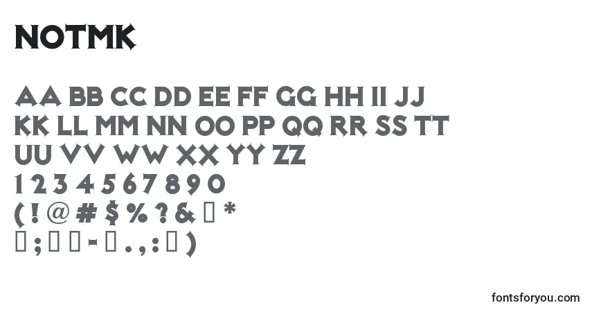 A fonte NOTMK    (135772) – alfabeto, números, caracteres especiais