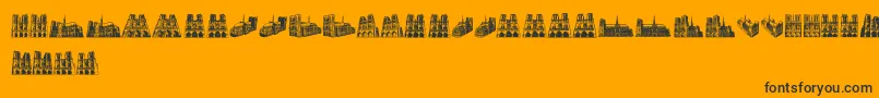 NotreDame-Schriftart – Schwarze Schriften auf orangefarbenem Hintergrund