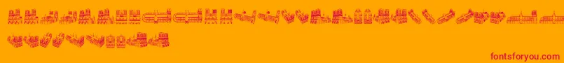 NotreDamedeParis-Schriftart – Rote Schriften auf orangefarbenem Hintergrund