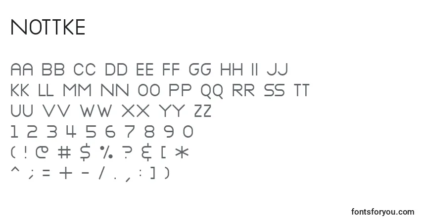 A fonte NOTTKE   (135778) – alfabeto, números, caracteres especiais