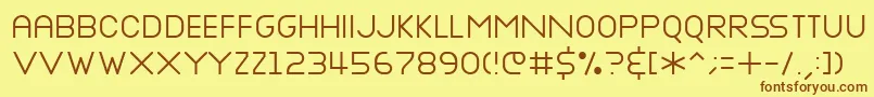 フォントNOTTKE   – 茶色の文字が黄色の背景にあります。