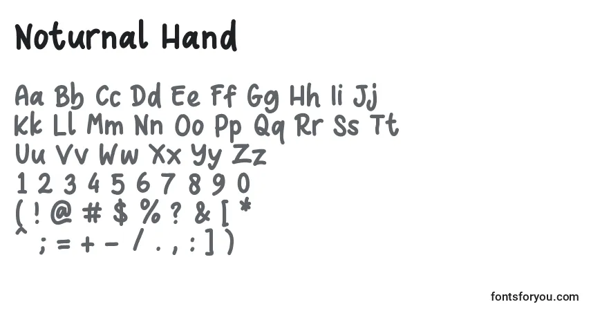 A fonte Noturnal Hand – alfabeto, números, caracteres especiais