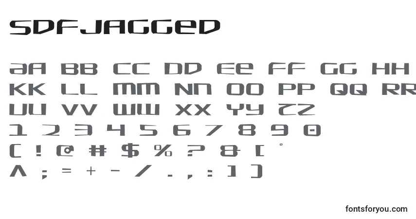 A fonte SdfJagged – alfabeto, números, caracteres especiais
