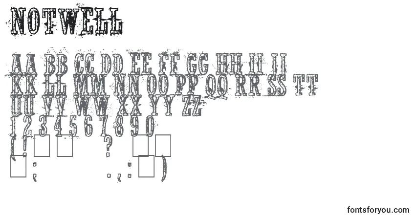Czcionka Notwell – alfabet, cyfry, specjalne znaki