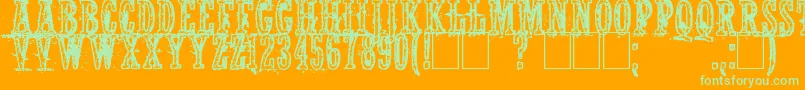 Notwell-Schriftart – Grüne Schriften auf orangefarbenem Hintergrund