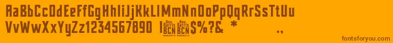 フォントNou Barris Bcn – オレンジの背景に茶色のフォント
