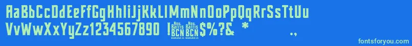 Nou Barris Bcn Font – Green Fonts on Blue Background