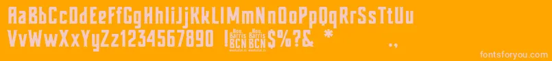 Nou Barris Bcn-Schriftart – Rosa Schriften auf orangefarbenem Hintergrund