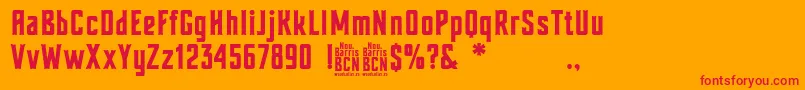 Lisätietoja Nou Barris Bcn-fontista Nou Barris Bcn-fontti – punaiset fontit oranssilla taustalla
