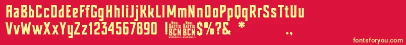 Czcionka Nou Barris Bcn – żółte czcionki na czerwonym tle