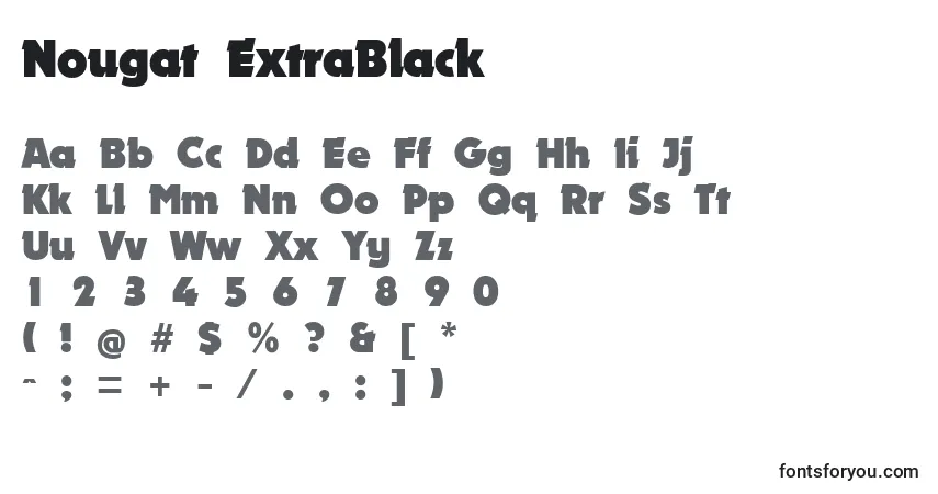 Czcionka Nougat ExtraBlack – alfabet, cyfry, specjalne znaki