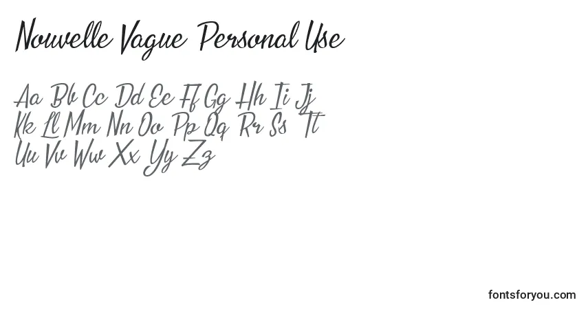 Czcionka Nouvelle Vague Personal Use – alfabet, cyfry, specjalne znaki