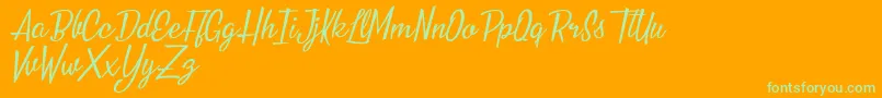 Nouvelle Vague Personal Use Font – Green Fonts on Orange Background