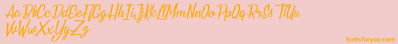 Nouvelle Vague Personal Use-Schriftart – Orangefarbene Schriften auf rosa Hintergrund