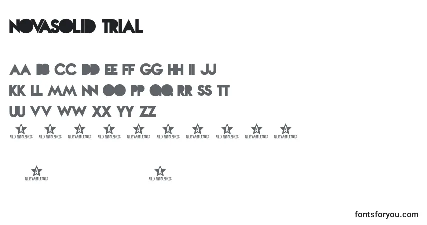 Czcionka NOVASOLID TRIAL    – alfabet, cyfry, specjalne znaki