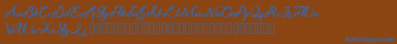 Noviyani Demo-Schriftart – Blaue Schriften auf braunem Hintergrund