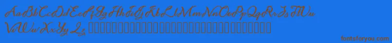 Fonte Noviyani Demo – fontes marrons em um fundo azul