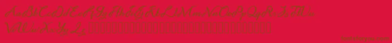 Fonte Noviyani Demo – fontes marrons em um fundo vermelho