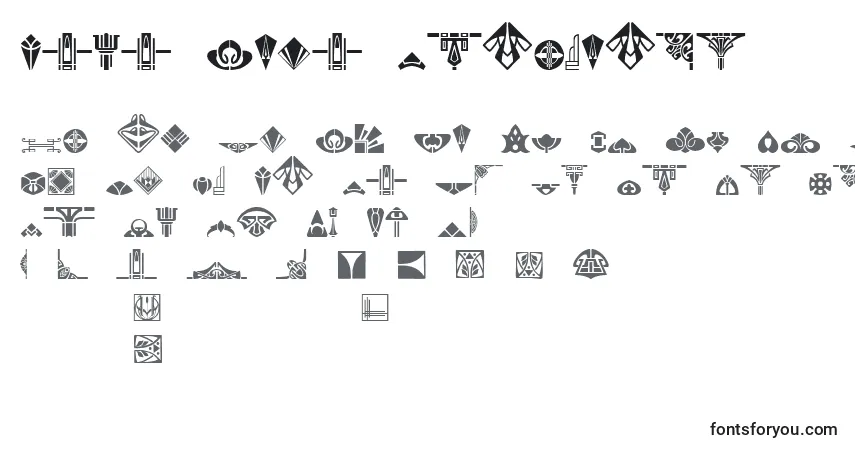 Czcionka Novo Deco Ornaments – alfabet, cyfry, specjalne znaki