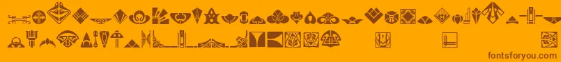Lisätietoja Novo Deco Ornaments-fontista Novo Deco Ornaments-fontti – ruskeat fontit oranssilla taustalla