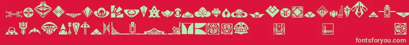 Novo Deco Ornaments Font – Green Fonts on Red Background