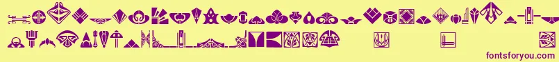 Novo Deco Ornaments Font – Purple Fonts on Yellow Background