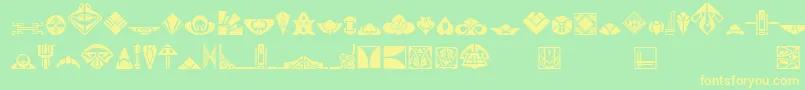 Fonte Novo Deco Ornaments – fontes amarelas em um fundo verde