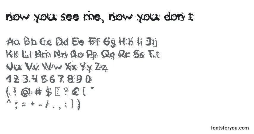 Now you see me, now you don t Font – alphabet, numbers, special characters
