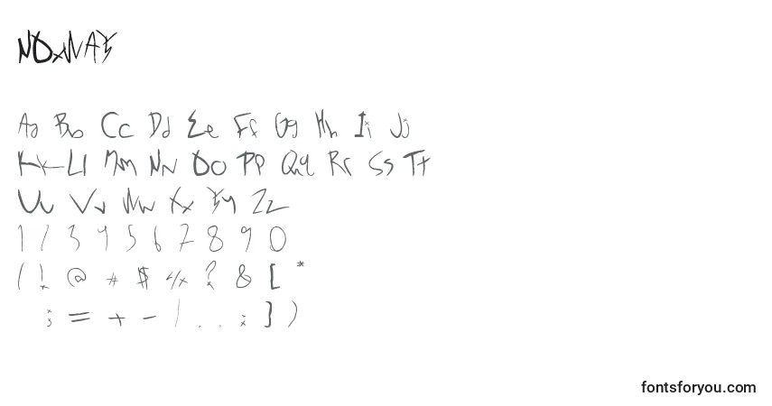 A fonte NOxWAY (135798) – alfabeto, números, caracteres especiais