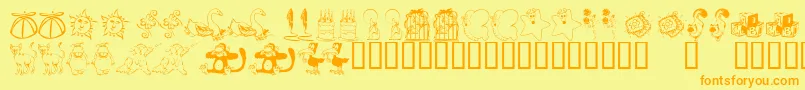KrKatlingsNine-Schriftart – Orangefarbene Schriften auf gelbem Hintergrund