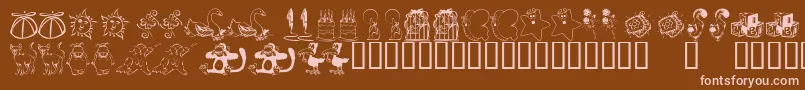 フォントKrKatlingsNine – 茶色の背景にピンクのフォント