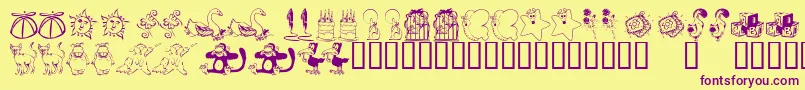 KrKatlingsNine Font – Purple Fonts on Yellow Background