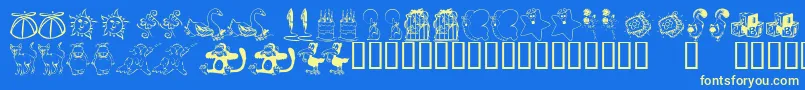 KrKatlingsNine Font – Yellow Fonts on Blue Background