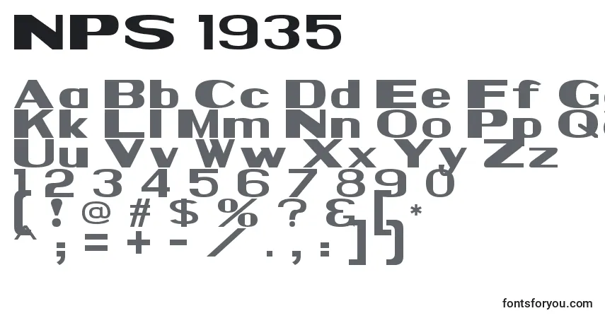 Schriftart NPS 1935 – Alphabet, Zahlen, spezielle Symbole