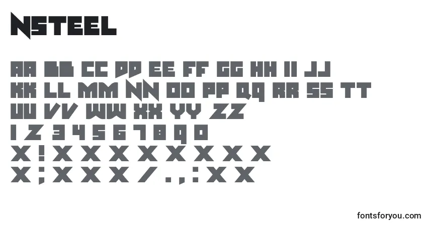 Nsteel-fontti – aakkoset, numerot, erikoismerkit