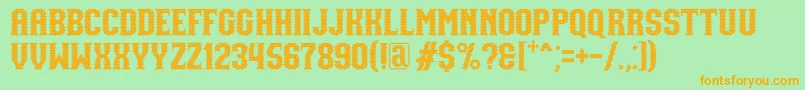 NUAZ Font by 7NTypes-Schriftart – Orangefarbene Schriften auf grünem Hintergrund