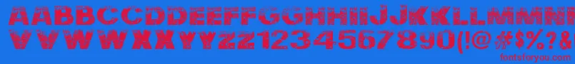 Nuclear  Accident Font – Red Fonts on Blue Background