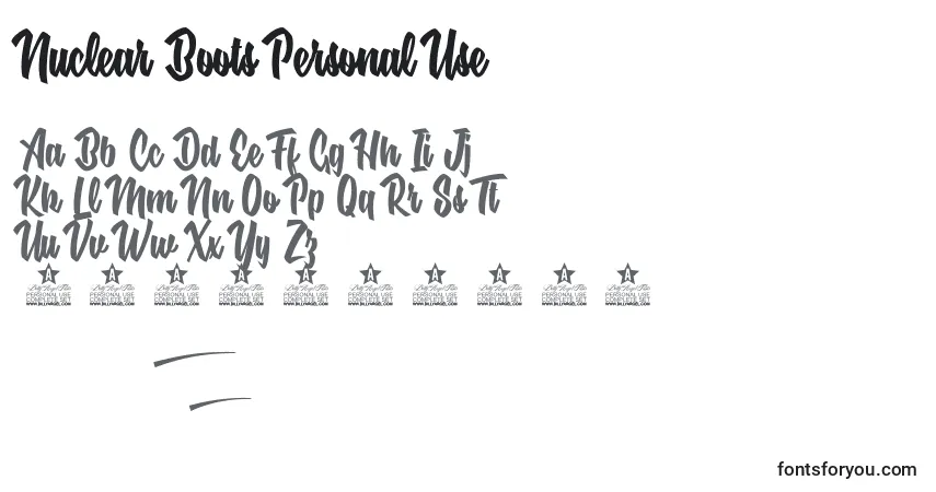 Шрифт Nuclear Boots Personal Use – алфавит, цифры, специальные символы