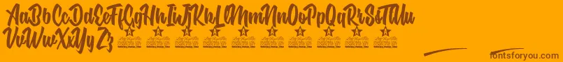 Nuclear Boots Personal Use-Schriftart – Braune Schriften auf orangefarbenem Hintergrund