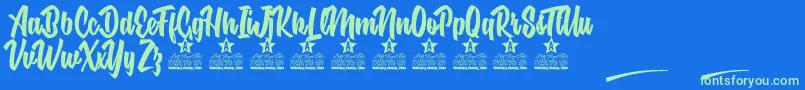 Nuclear Boots Personal Use Font – Green Fonts on Blue Background