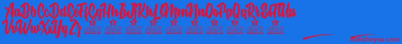 Nuclear Boots Personal Use Font – Red Fonts on Blue Background