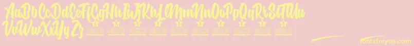 Nuclear Boots Personal Use-Schriftart – Gelbe Schriften auf rosa Hintergrund