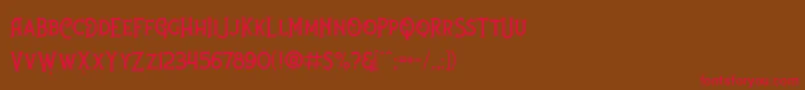 フォントNufced DEMO  – 赤い文字が茶色の背景にあります。