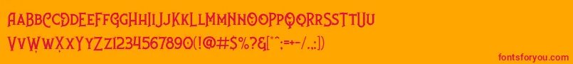 Nufced DEMO -Schriftart – Rote Schriften auf orangefarbenem Hintergrund