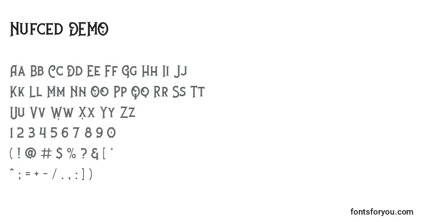 Schriftart Nufced DEMO  (135808) – Alphabet, Zahlen, spezielle Symbole