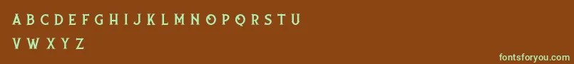 フォントnufced DEMO – 緑色の文字が茶色の背景にあります。