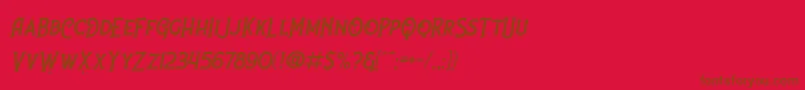 More about Nufced Slanted DEMO Font Nufced Slanted DEMO Font – Brown Fonts on Red Background