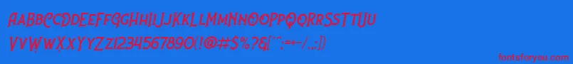 Nufced Slanted DEMO Font – Red Fonts on Blue Background