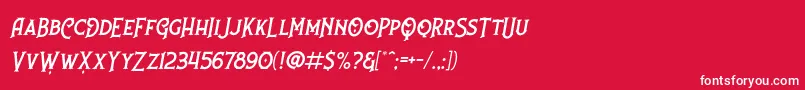 Nufced Slanted DEMO-Schriftart – Weiße Schriften auf rotem Hintergrund