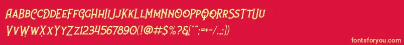 Nufced Slanted DEMO Font – Yellow Fonts on Red Background